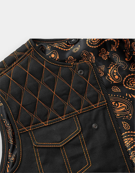 ARVANE Leather Hunt Club Black Hunt Club Biker Black Leather Canvas Vest Biker vest Handmade leather and canvas vest Handcrafted pure leather